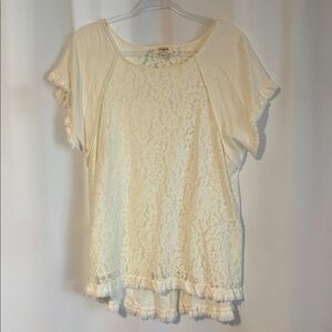 Umgee Cream Ruffled Embellished Top